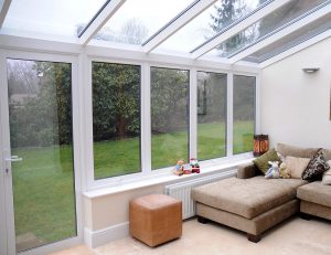 White uPVC lean to conservatory interior view