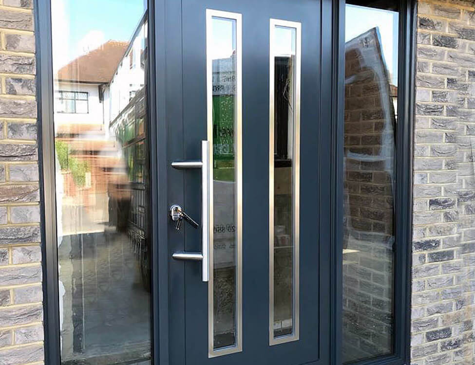 Modern anthracite grey aluminium front door