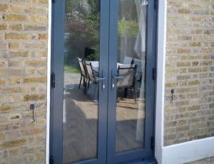 Grey aluminium french doors